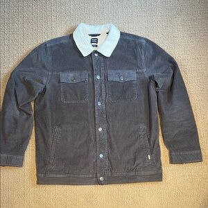 Prana Charcoal Corduroy Jacket with Sherpa Lining